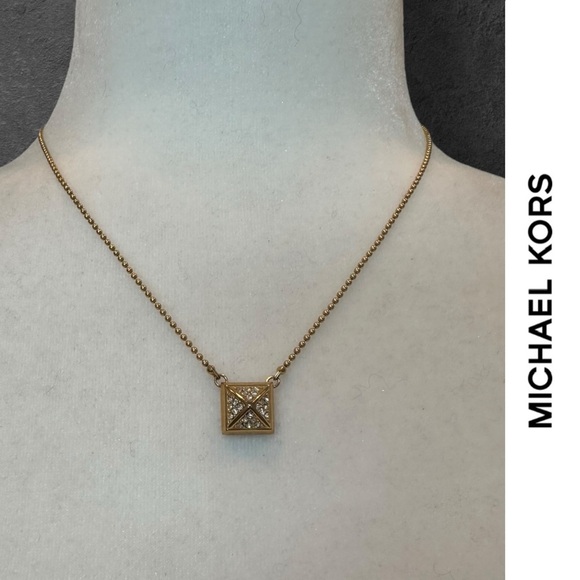 Michael Kors Gold Chain + Pyramid Crystal Pave Necklace, MSRP $88 - Picture 2 of 4